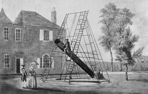 Herschel montando su telescopio