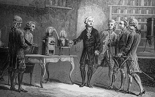 Lavoisier mostrando sus progresos