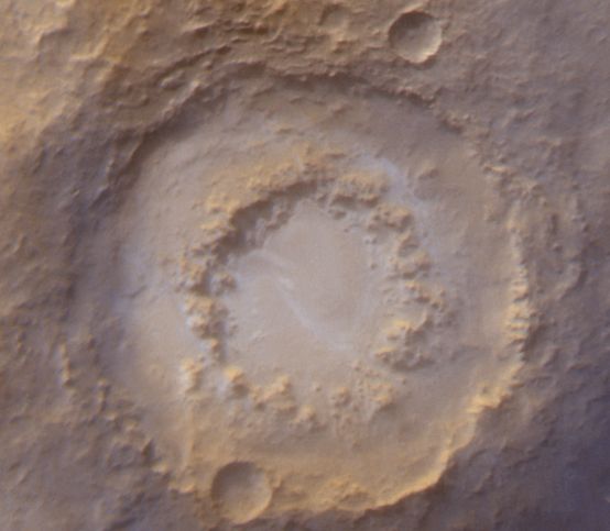 Cráter helado en Marte